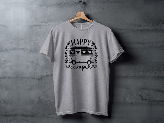Happy Camper Campervan Love Hearts Outdoor Trip Design T-Shirt
