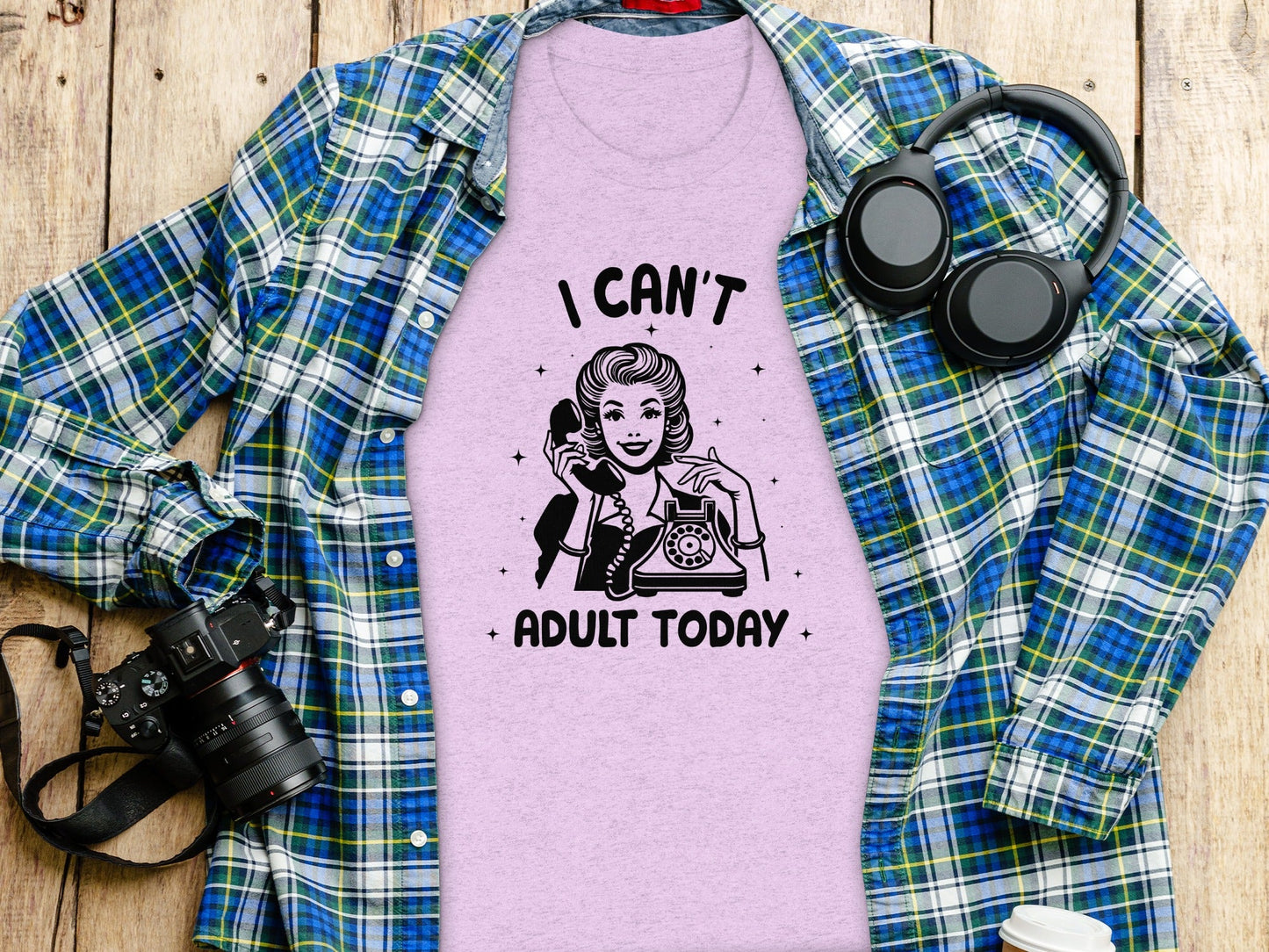 I Can't Adult Today Retro Inspired Graphic Design T-Shirt