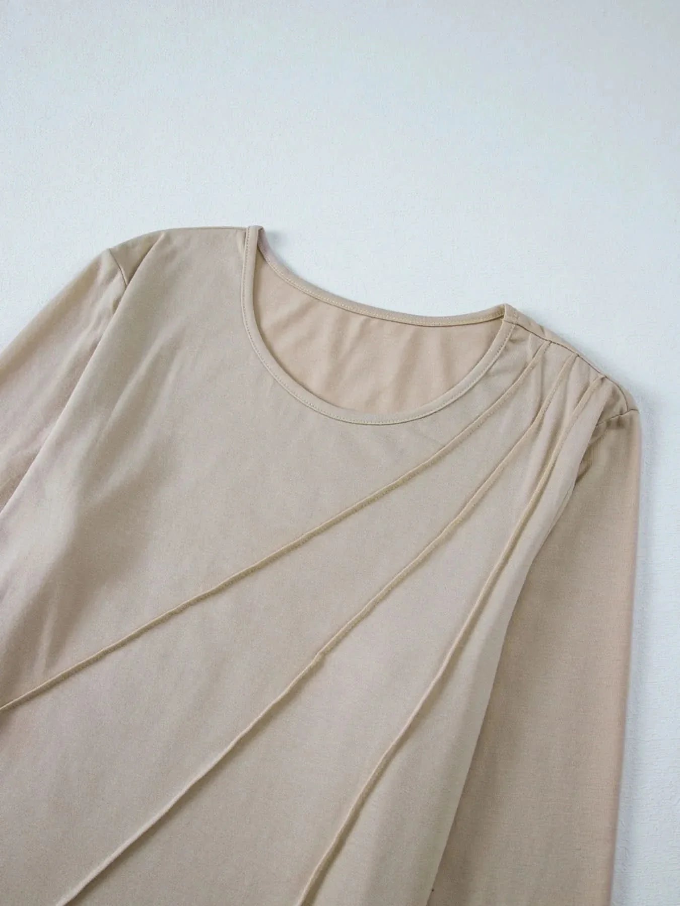 Asymmetric Seam Detail Long Sleeve Top for Women Casual