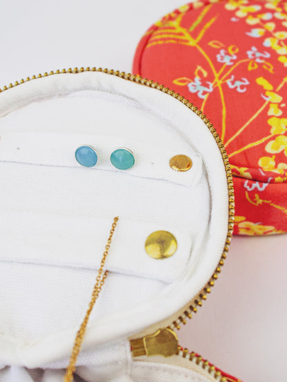 Coral Meadow Flowers Jewelry Pouch