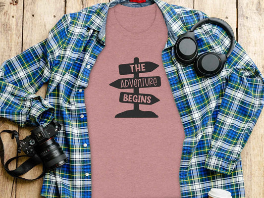 The Adventure Begins Arrow Signpost Graphic T-Shirt