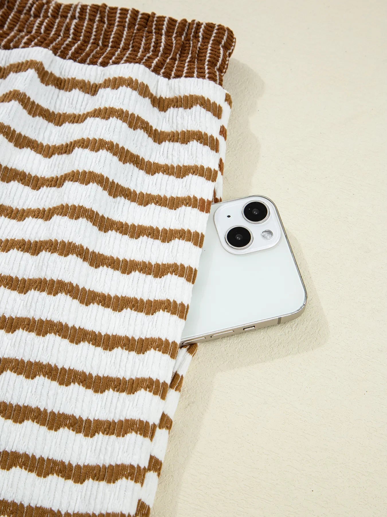 Stripe Collared Top and Drawstring Pant Loungewear Set