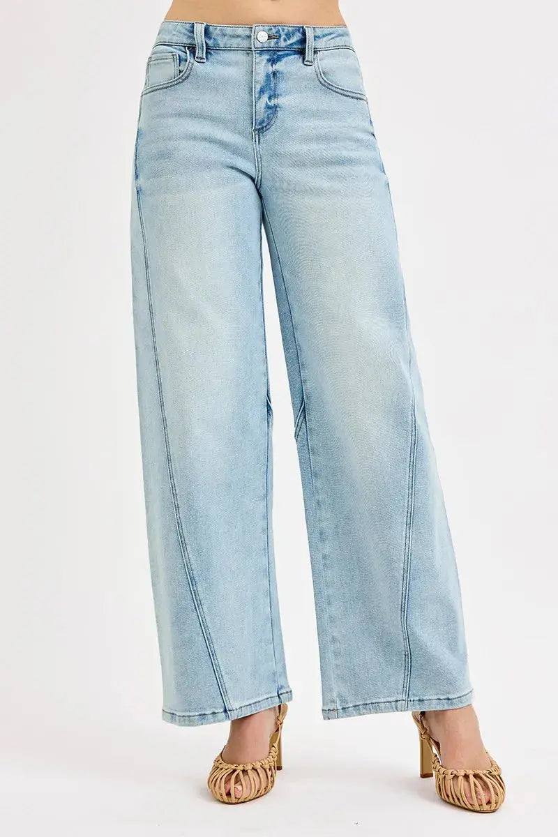 RISEN Jeans - Plus Size Mid Rise Fit Barrel Jeans