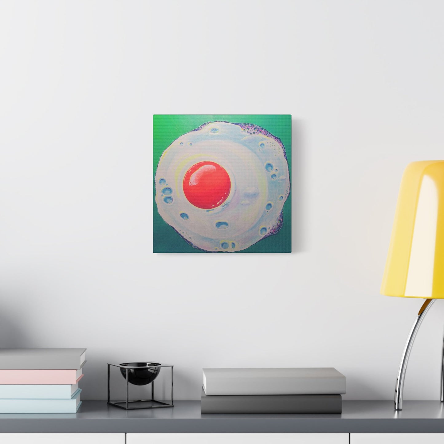 Neon Fried Egg Original Canvas Art Print, Wall Art Decor