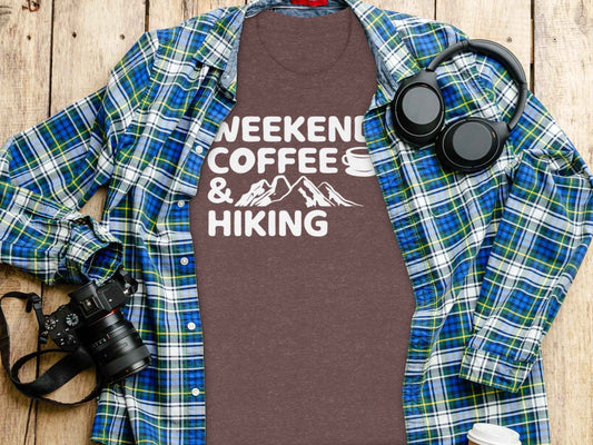 Weekends Coffee And Hiking Graphic Design Funny T-Shirt