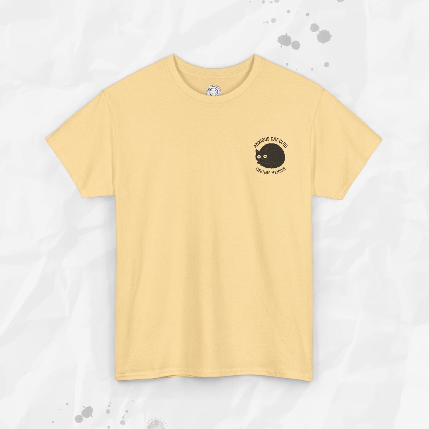 Anxious Cat Club – T-Shirt (Pocket Print)