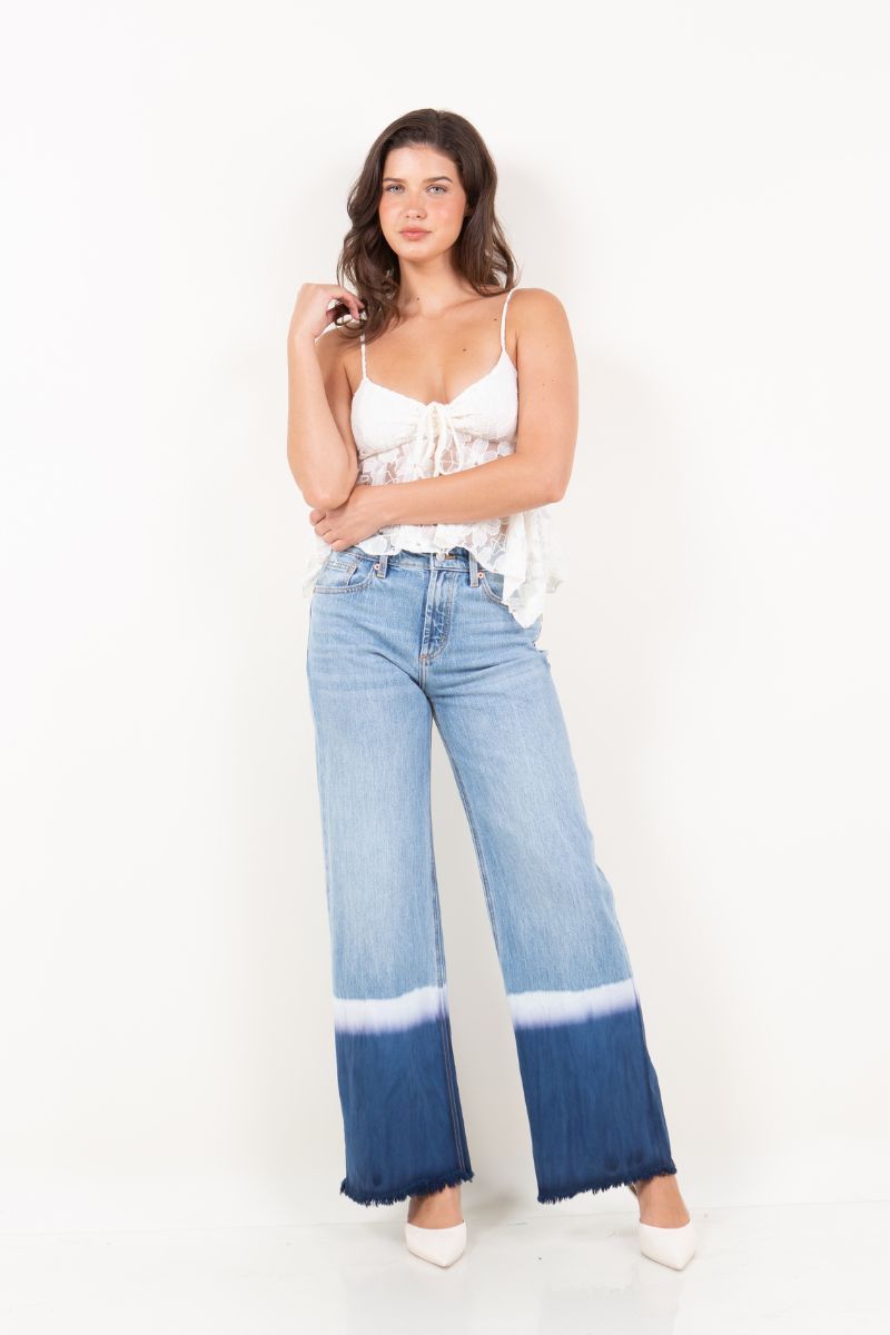 Vivid Horizon Color Dyed High Rise Baggy Wide Jeans