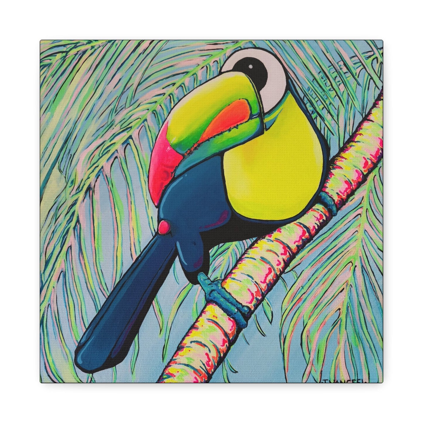 Cyclops Toucan Original Canvas Art Print, Bird Art, Tropical Vibes