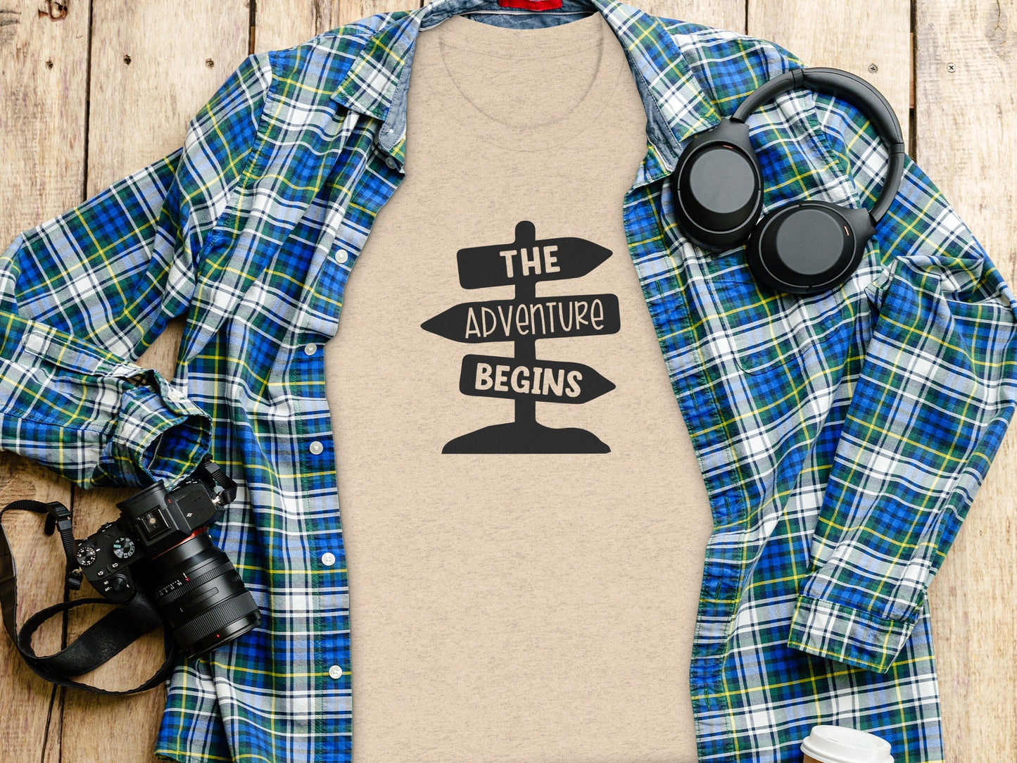 The Adventure Begins Arrow Signpost Graphic T-Shirt