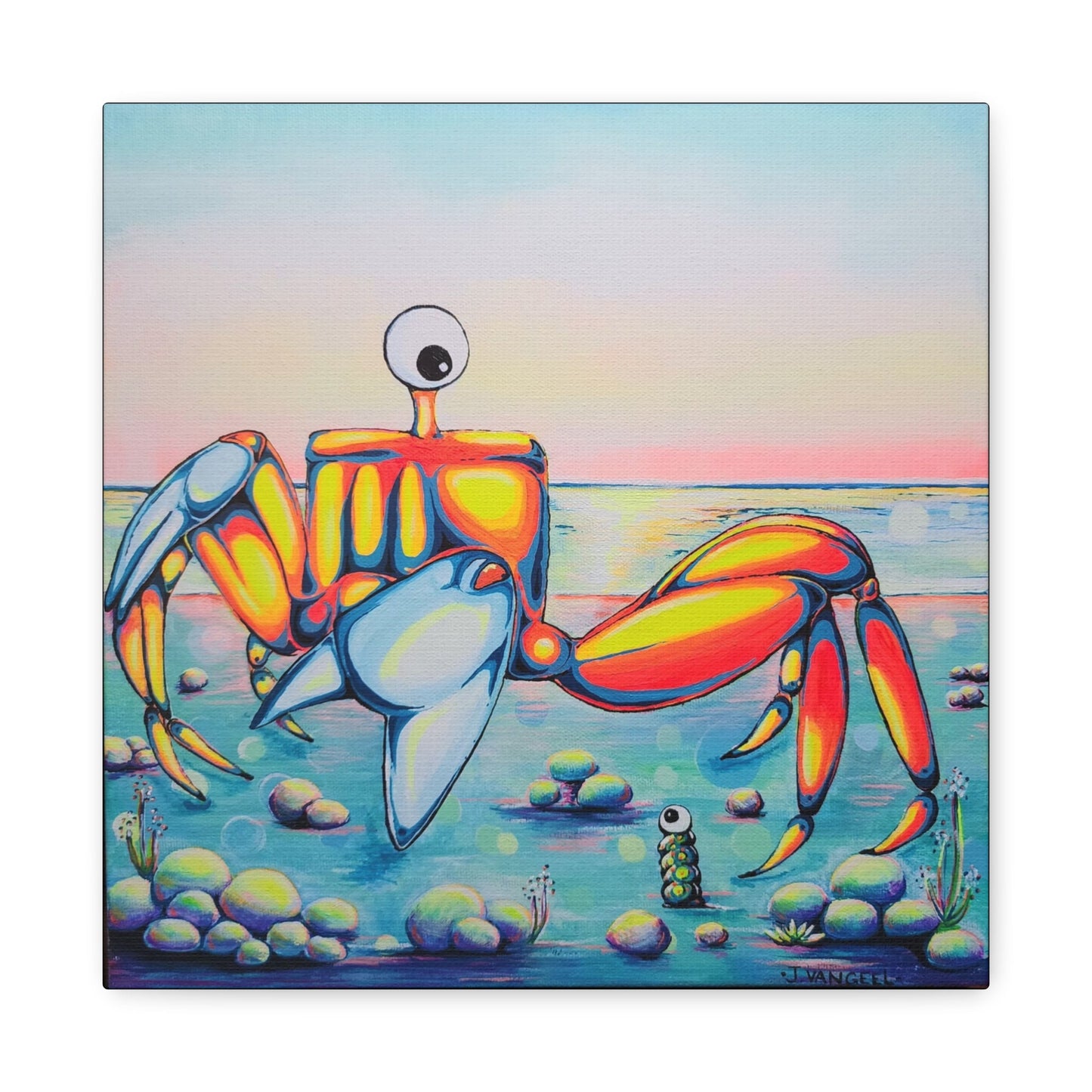 Cyclops Crab Original Canvas Art Print, Gift, Ocean Wall Art, Unique, Coastal Home Decor