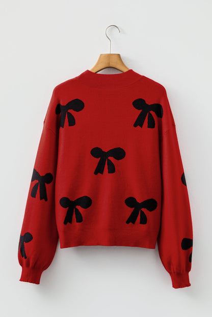 Eleanor Bow Pattern Loose Sweater