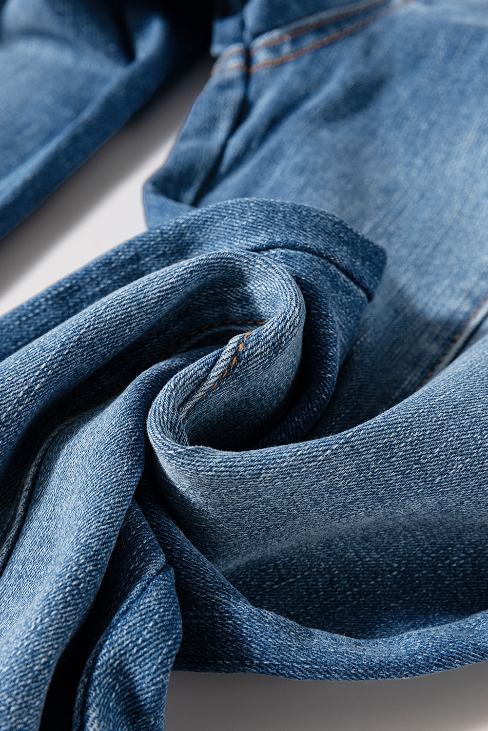 Sail Blue High Waist Jeans With Button Fly And Raw Hem