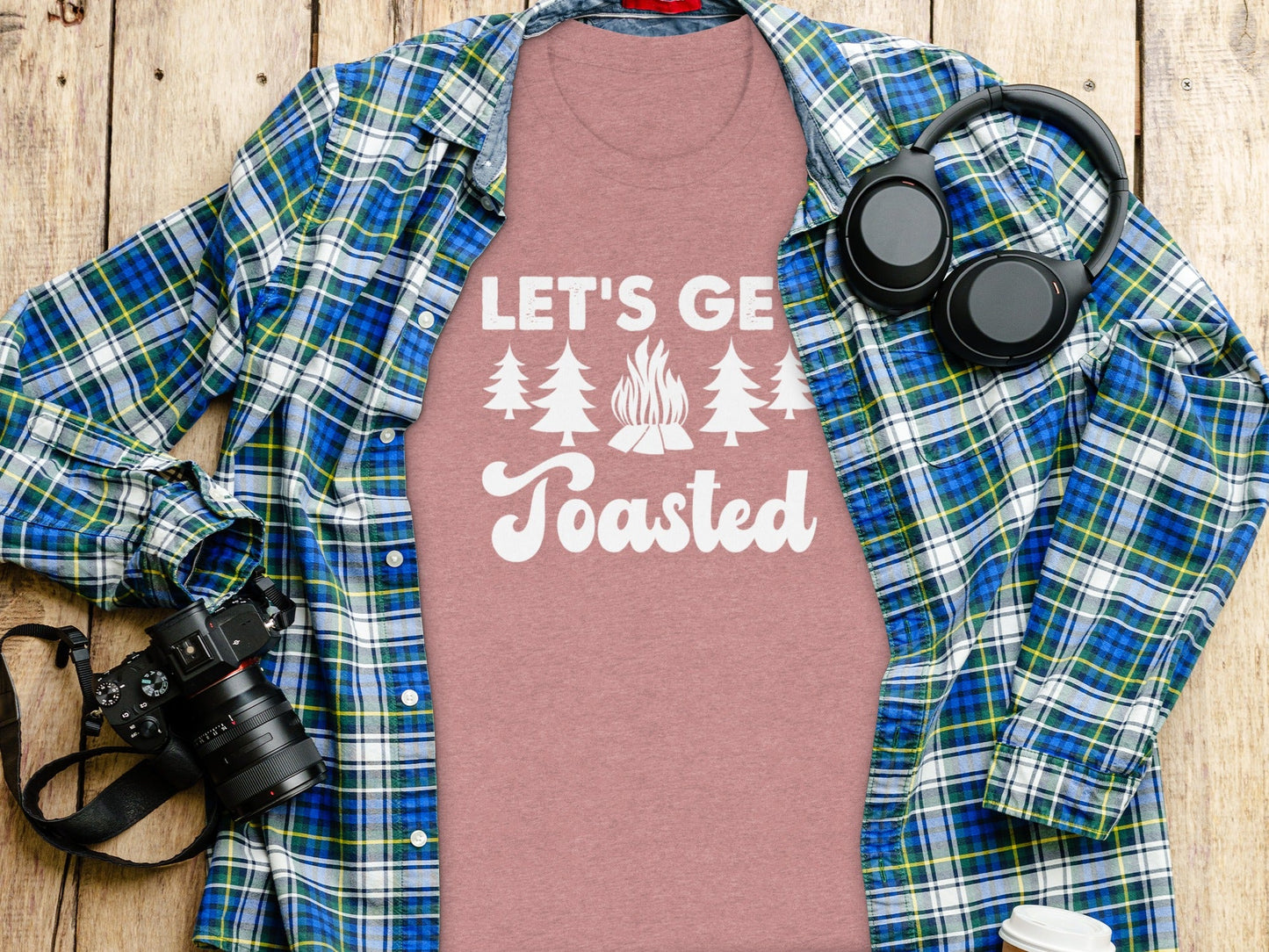 Lets Get Toasted Outdoors Bonfire Forest Fun T-Shirt