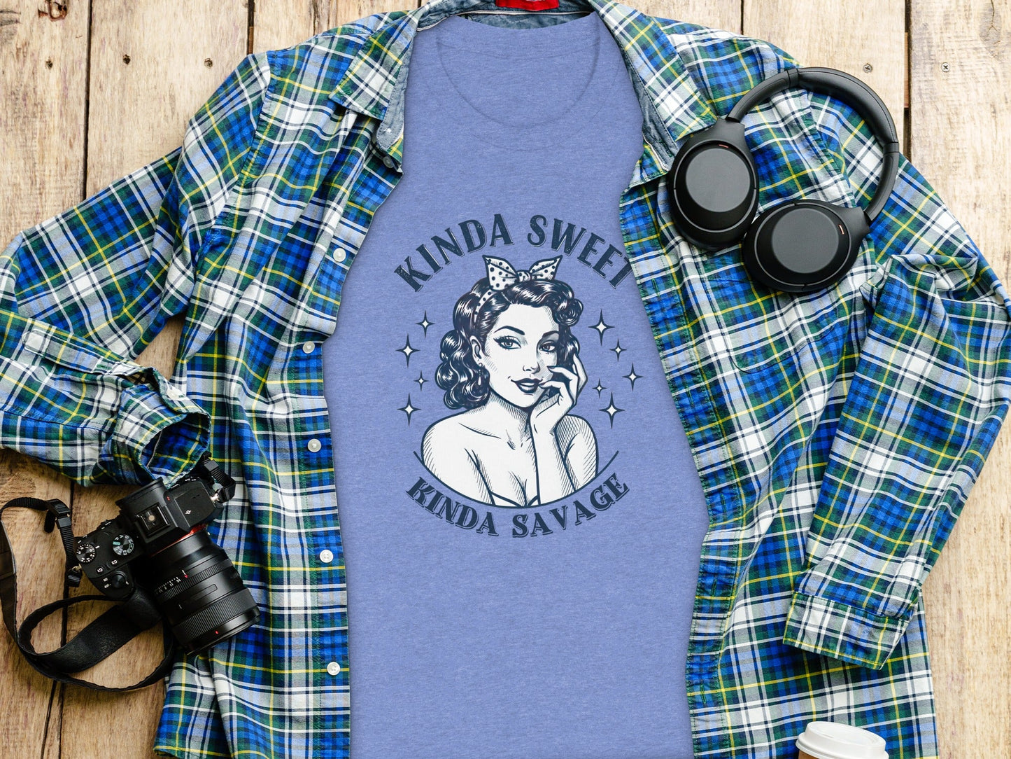 Kinda Sweet Kinda Savage Pinup Girl Stylish Design T-Shirt