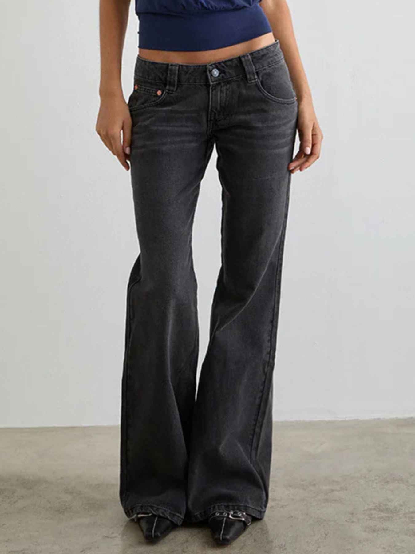 Low Rise Flare Leg Jeans