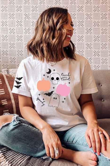Trick or Treat with Bat Sleeve Tee 4862