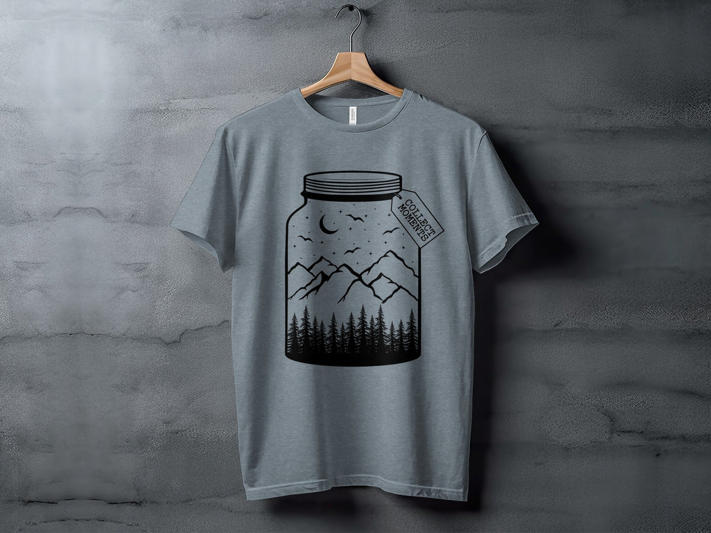 Collect Moments Jar with Mountains Scene Design T-Shirt