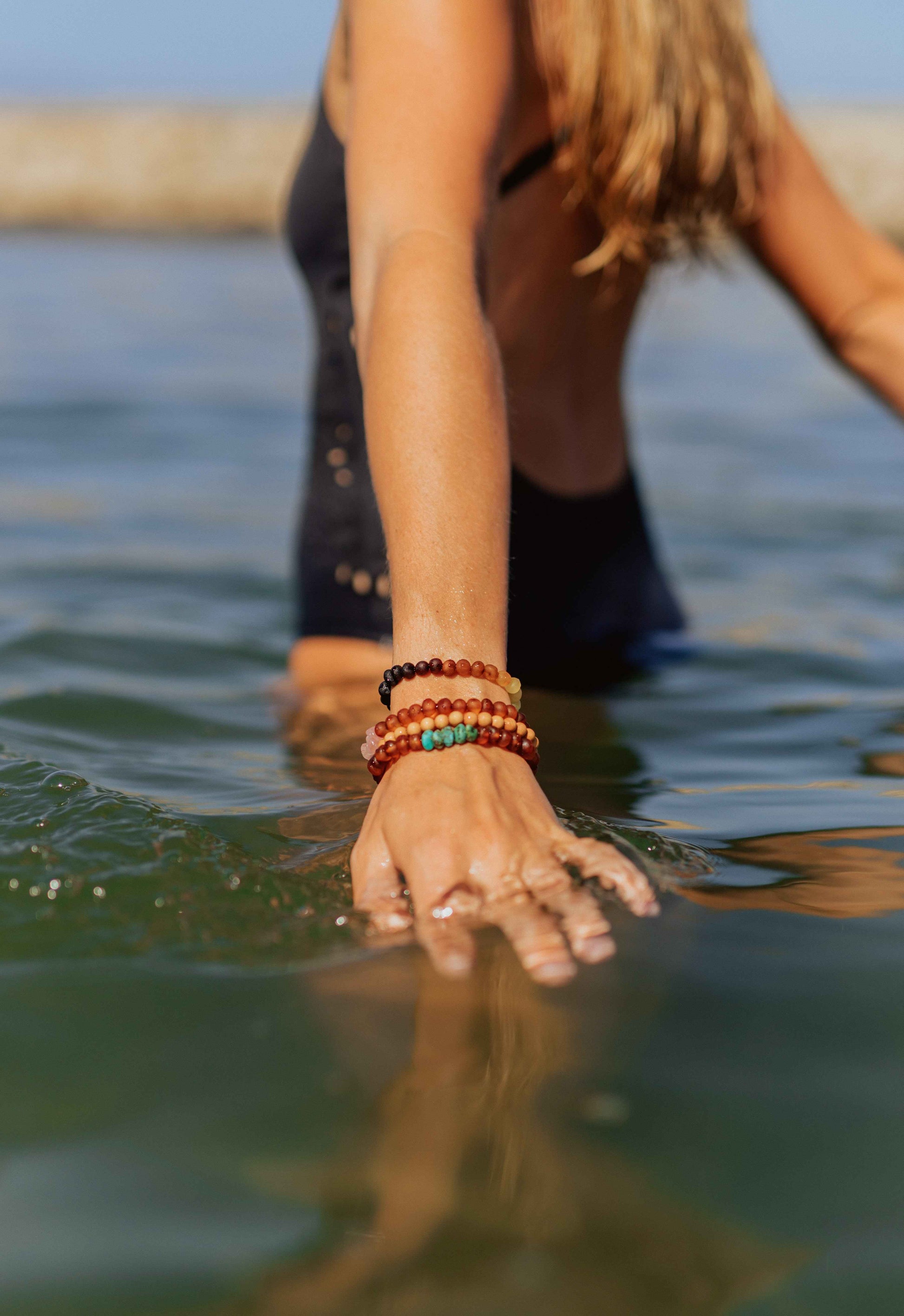 Raw Cognac Baltic Amber + Raw Turquoise Jasper || Adult Bracelet