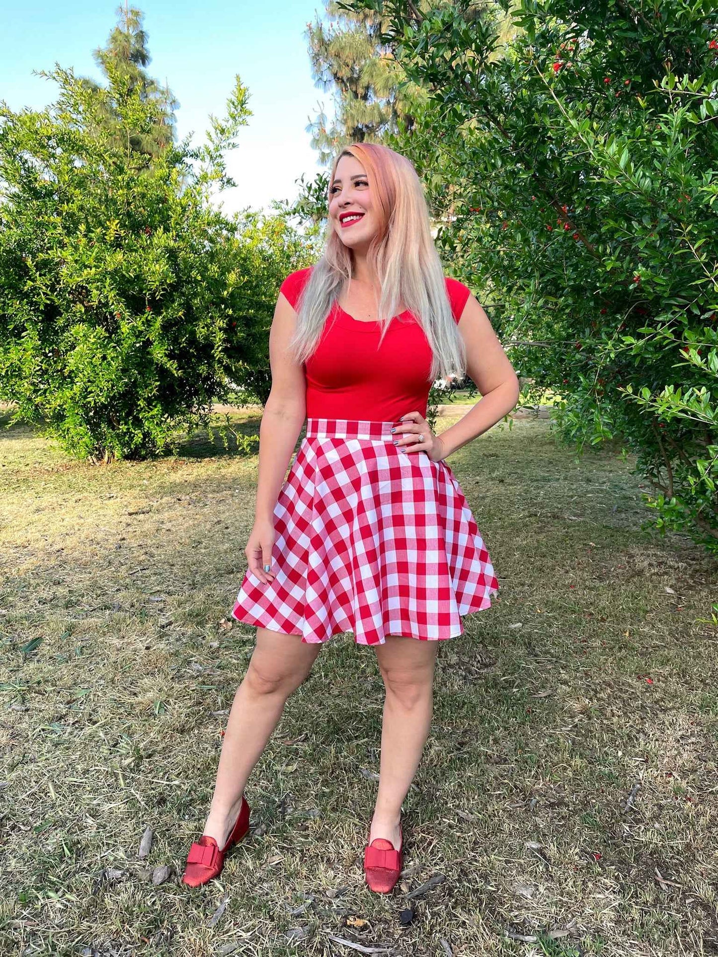 Retro Boat Neck Top in Red