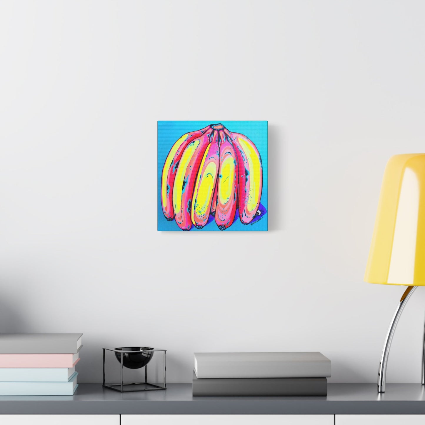 Neon Fat Bananas Canvas Art Print, Home Decor, Original Artist Design