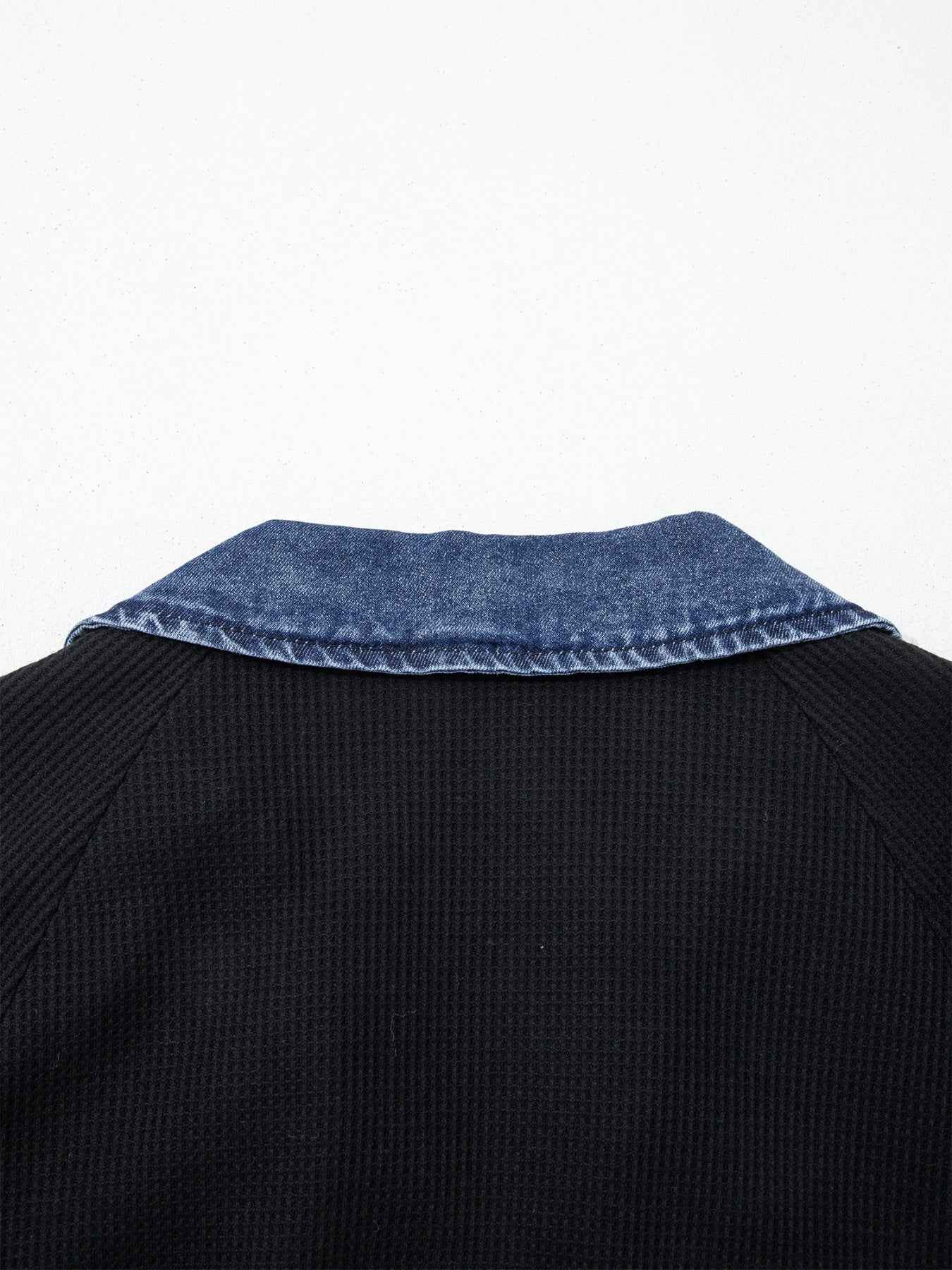 Denim Trim Button Detail Top