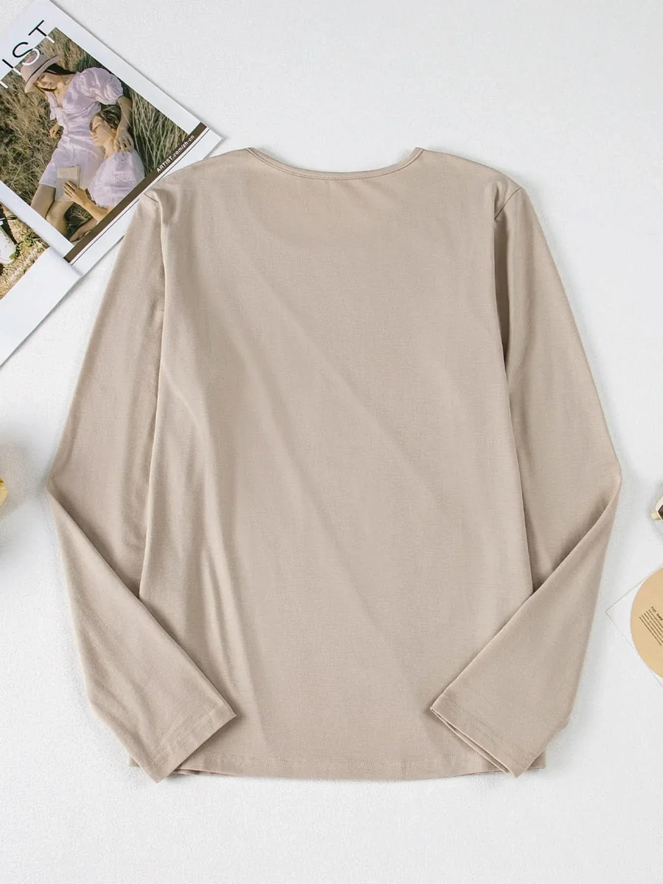 Asymmetric Seam Detail Long Sleeve Top for Women Casual