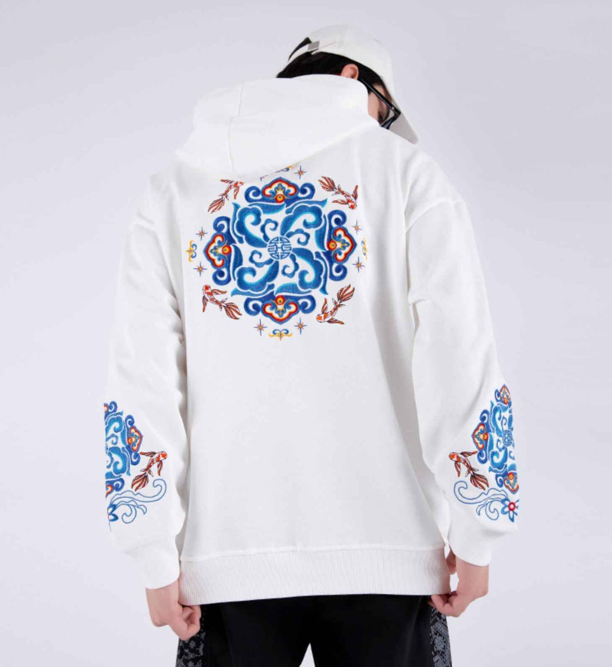 KH9201 Fish Art Embroidery Hoodie