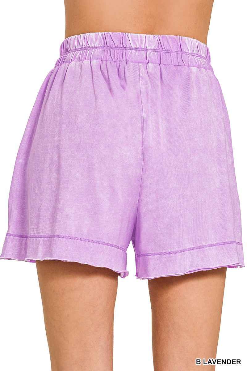 Zenana Acid Washed Oversized Top & Shorts Set