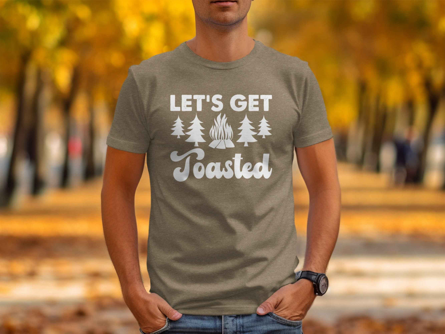 Lets Get Toasted Outdoors Bonfire Forest Fun T-Shirt