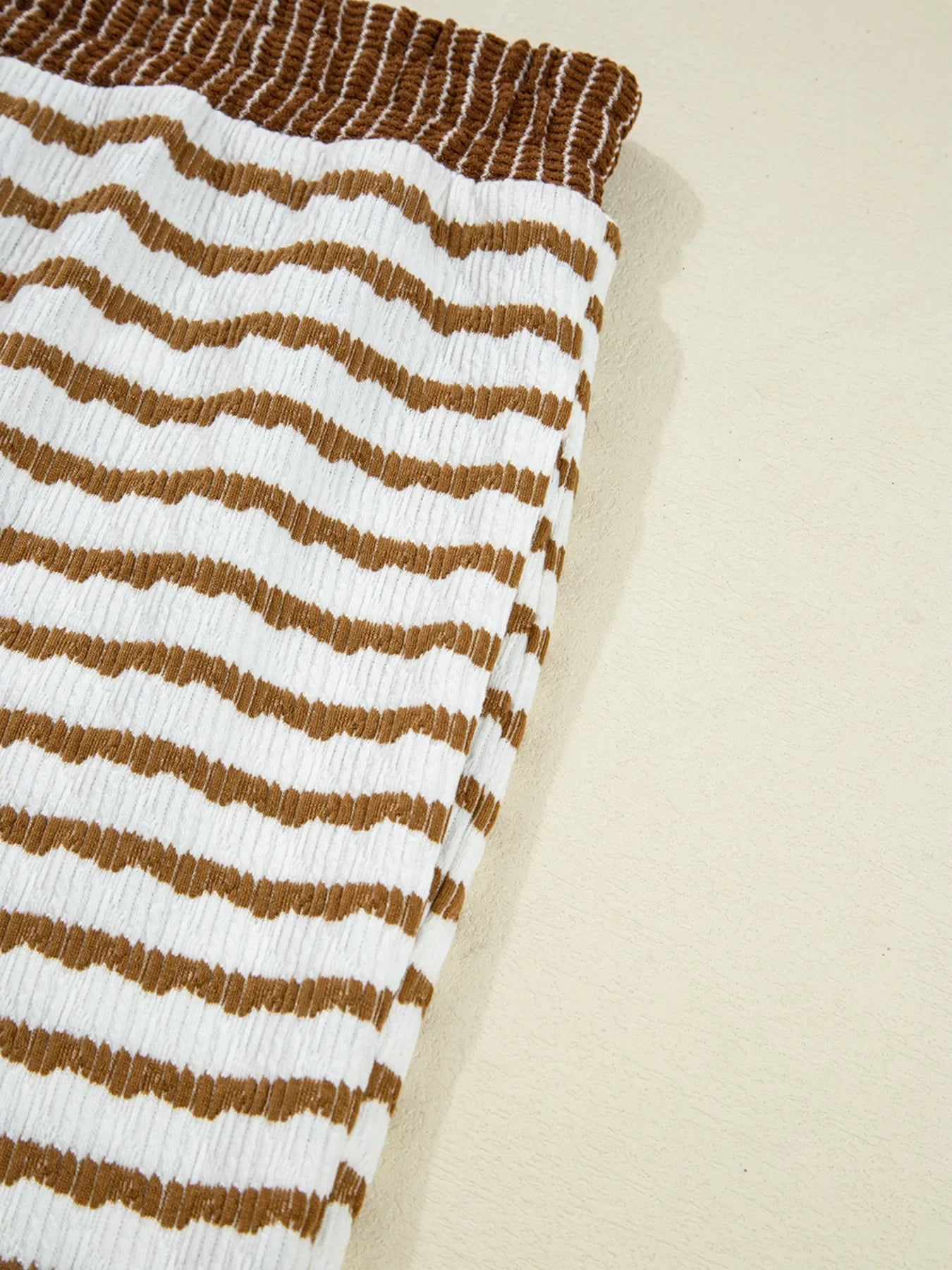 Stripe Collared Top and Drawstring Pant Loungewear Set