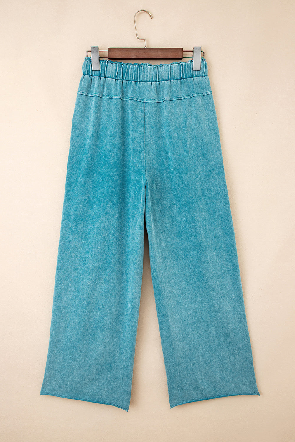 Lapis Mineral Wash Knot High Waist Raw Hem Cotton Pants