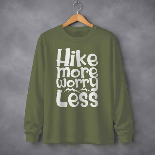 Hike More Worry Less With Mountain Graphic Long Sleeve T-Shirt