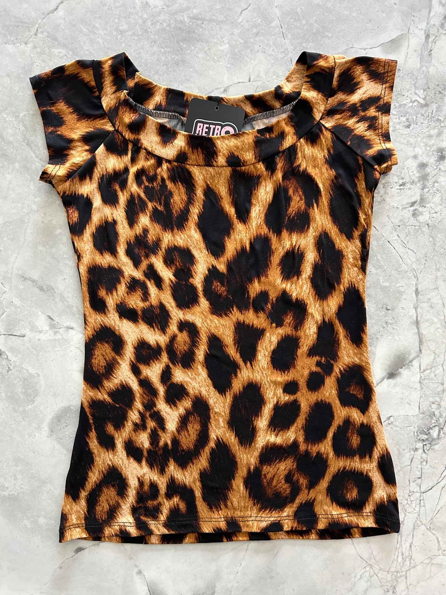 Retro Boat Neck Top in Leopard