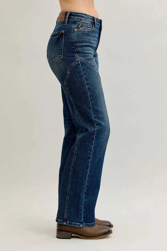 Plus Size Seam Detailed Straight Leg Judy Blue Jeans