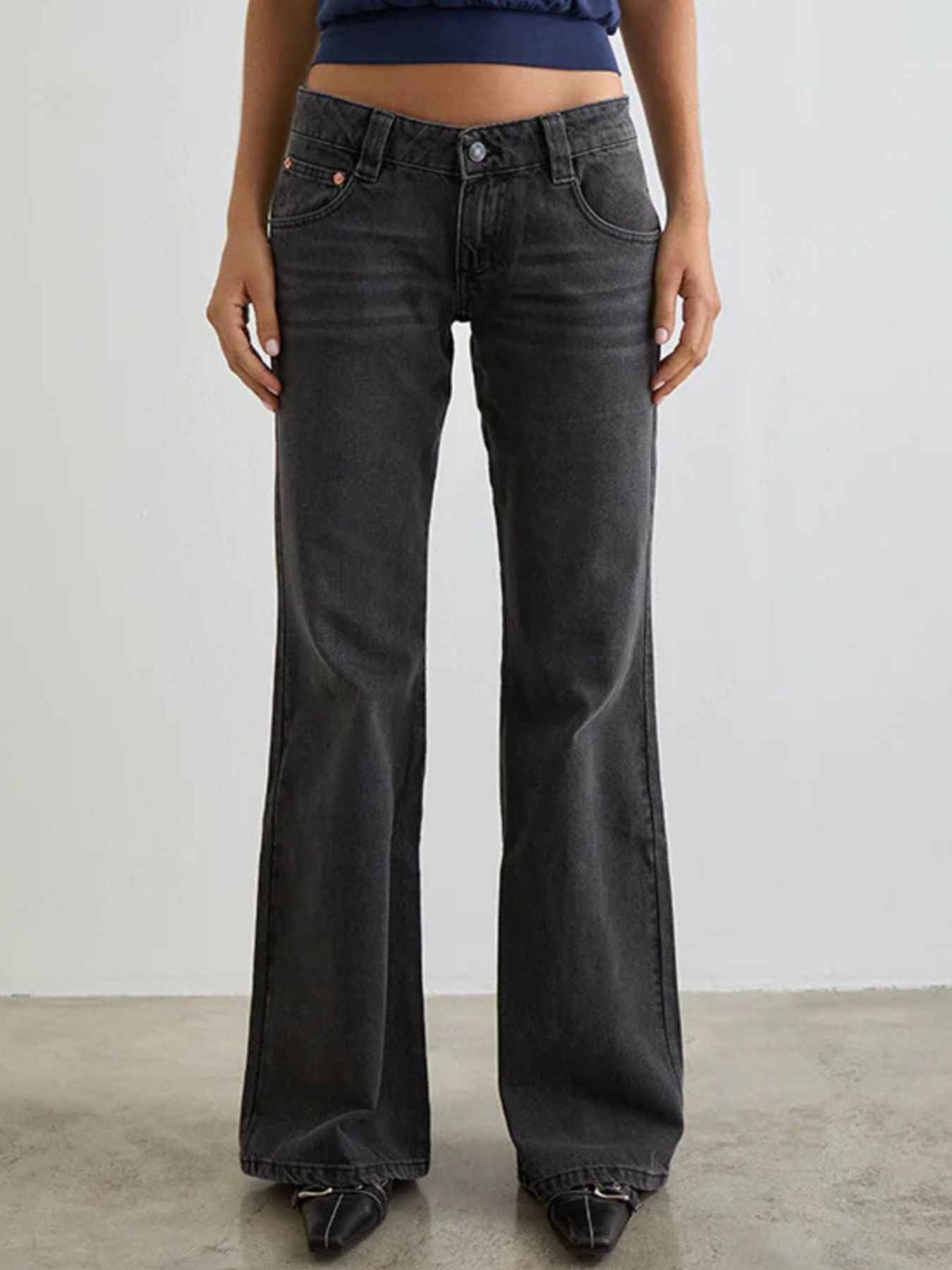Low Rise Flare Leg Jeans