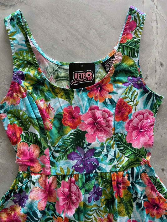 Tropical Fit & Flare Dress