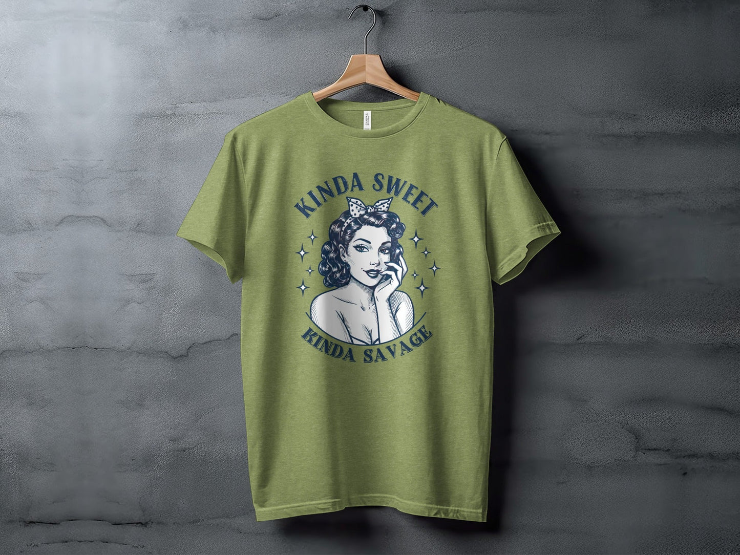 Kinda Sweet Kinda Savage Pinup Girl Stylish Design T-Shirt