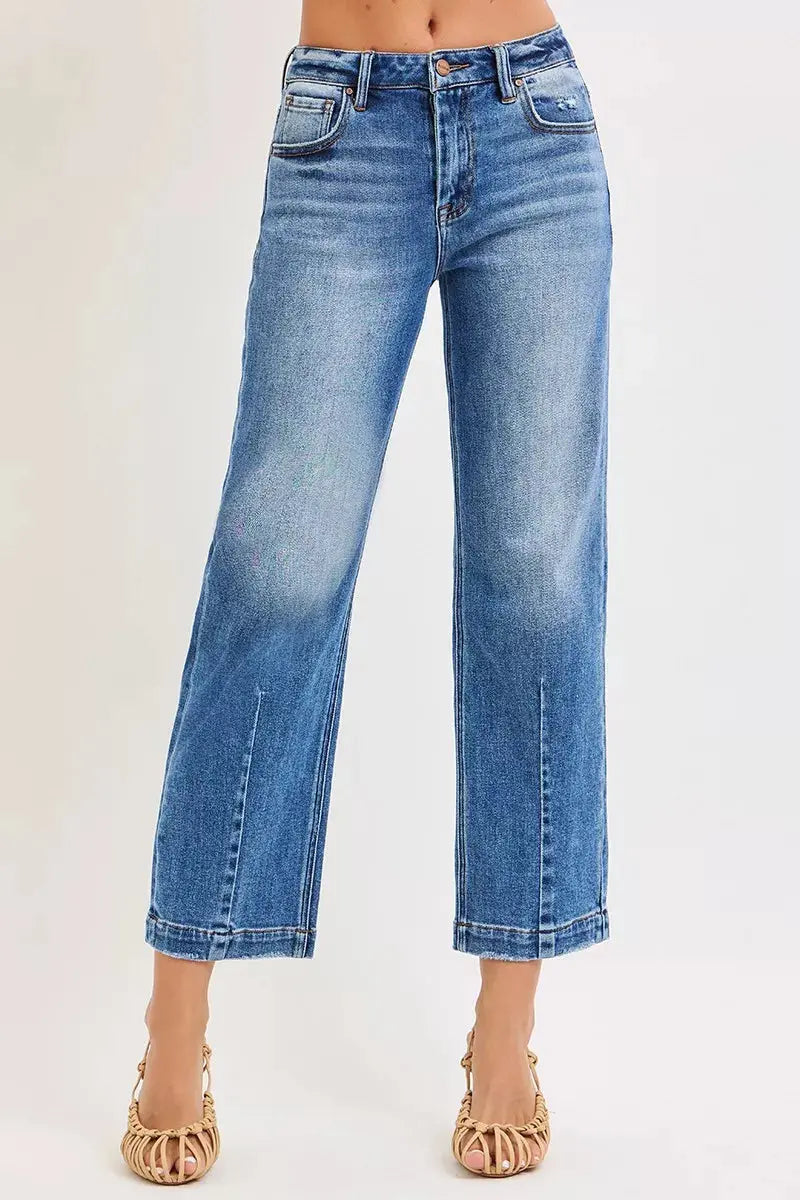 RISEN Jeans - Full Size High Rise Crop Boyfriend Tapered Jeans