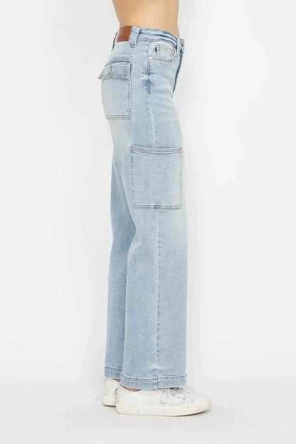 High Waist Straight Cargo Jeans