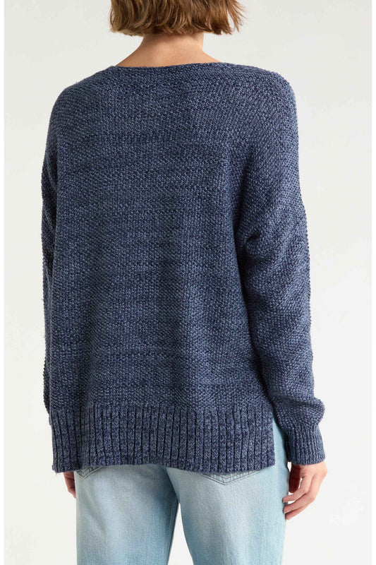 [7WP5056-410] WOMENS LUCKY BRAND SPRING WEIGHT V NECK PULLOVER - AMERICAN NAVY