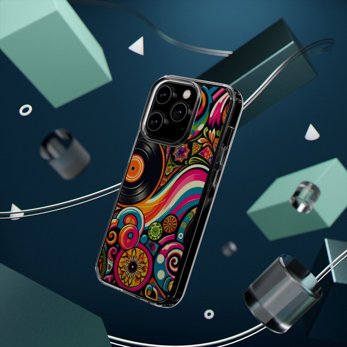 Colorful Vinyl Record Clear Phone Case