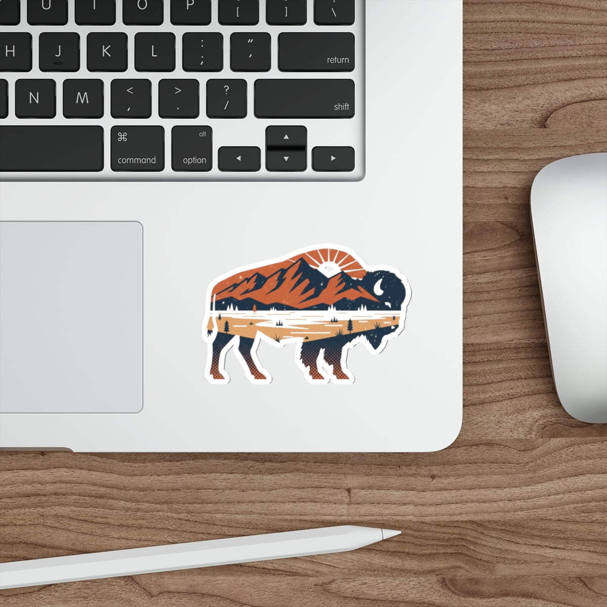 Bison Landscape Die-Cut Sticker
