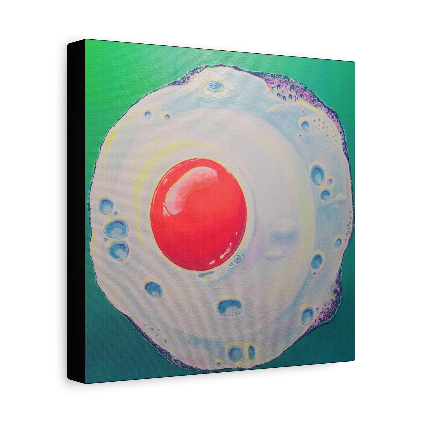 Neon Fried Egg Original Canvas Art Print, Wall Art Decor