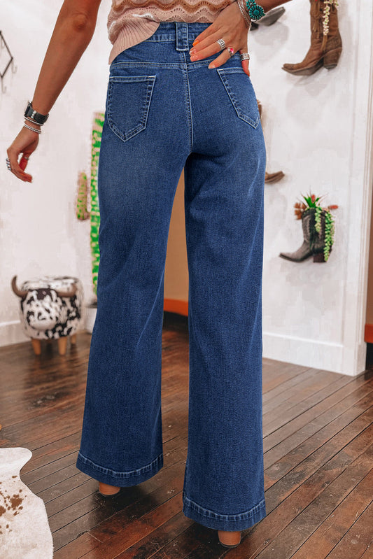 Victoria Wide Leg Pocketed High Waist Jeans