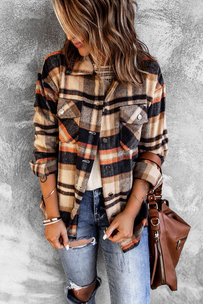 Multicolor Plaid Casual Button Up Flannel Shacket Anytime