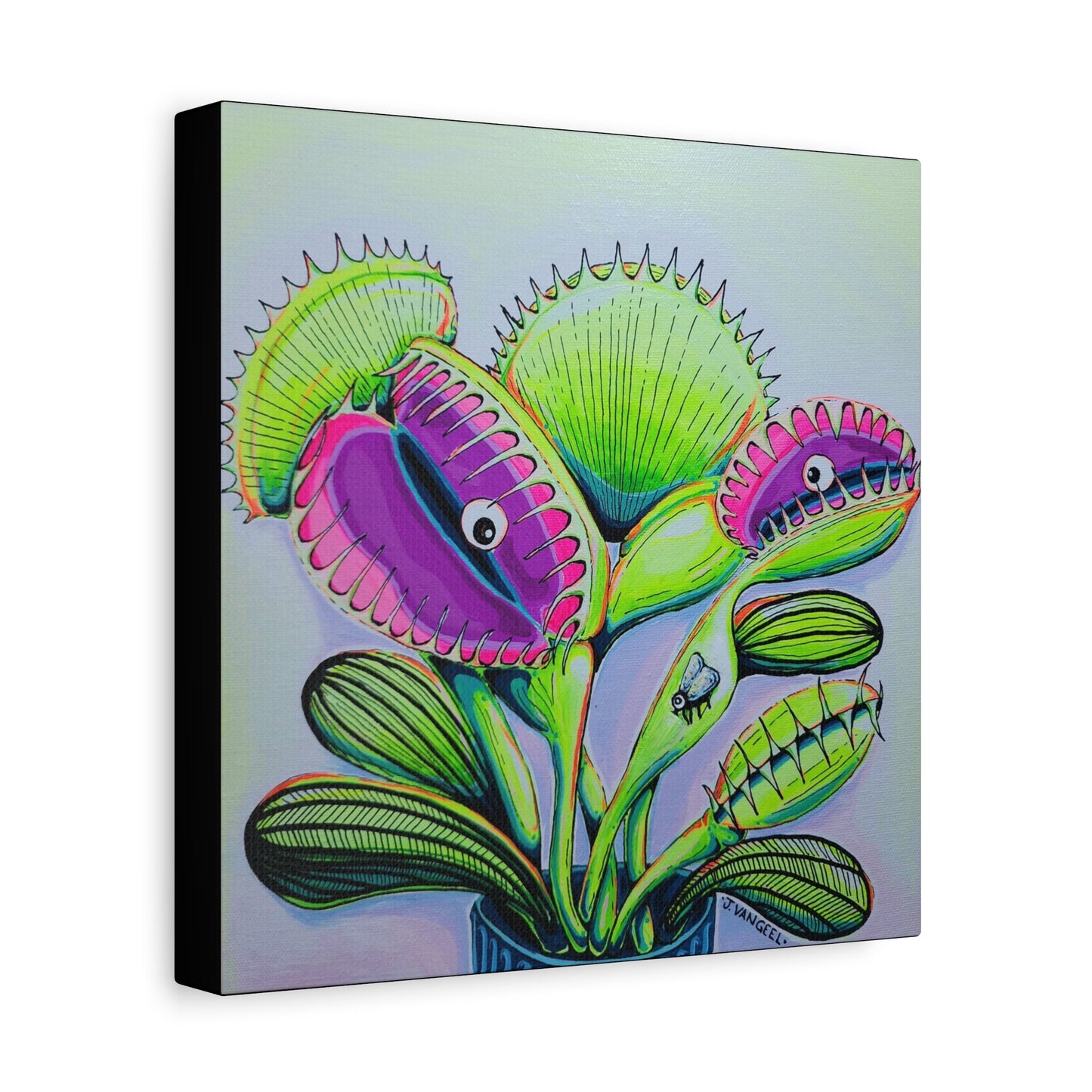 Cyclops Venus Fly Trap Original Canvas Art Print, Botanical Wall Decor