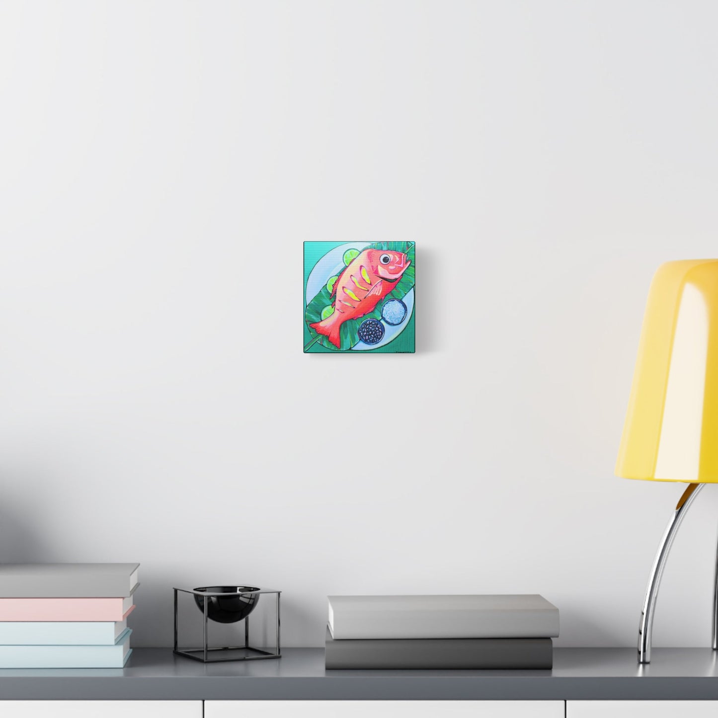 Neon Fried Fish Canvas Print, Original Artist Design, Home Decor, Wall Art