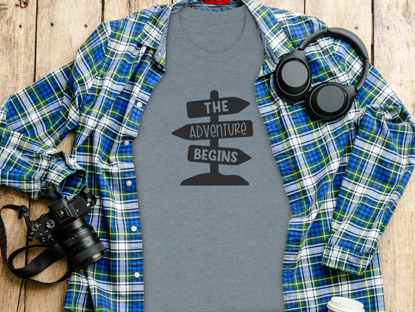 The Adventure Begins Arrow Signpost Graphic T-Shirt