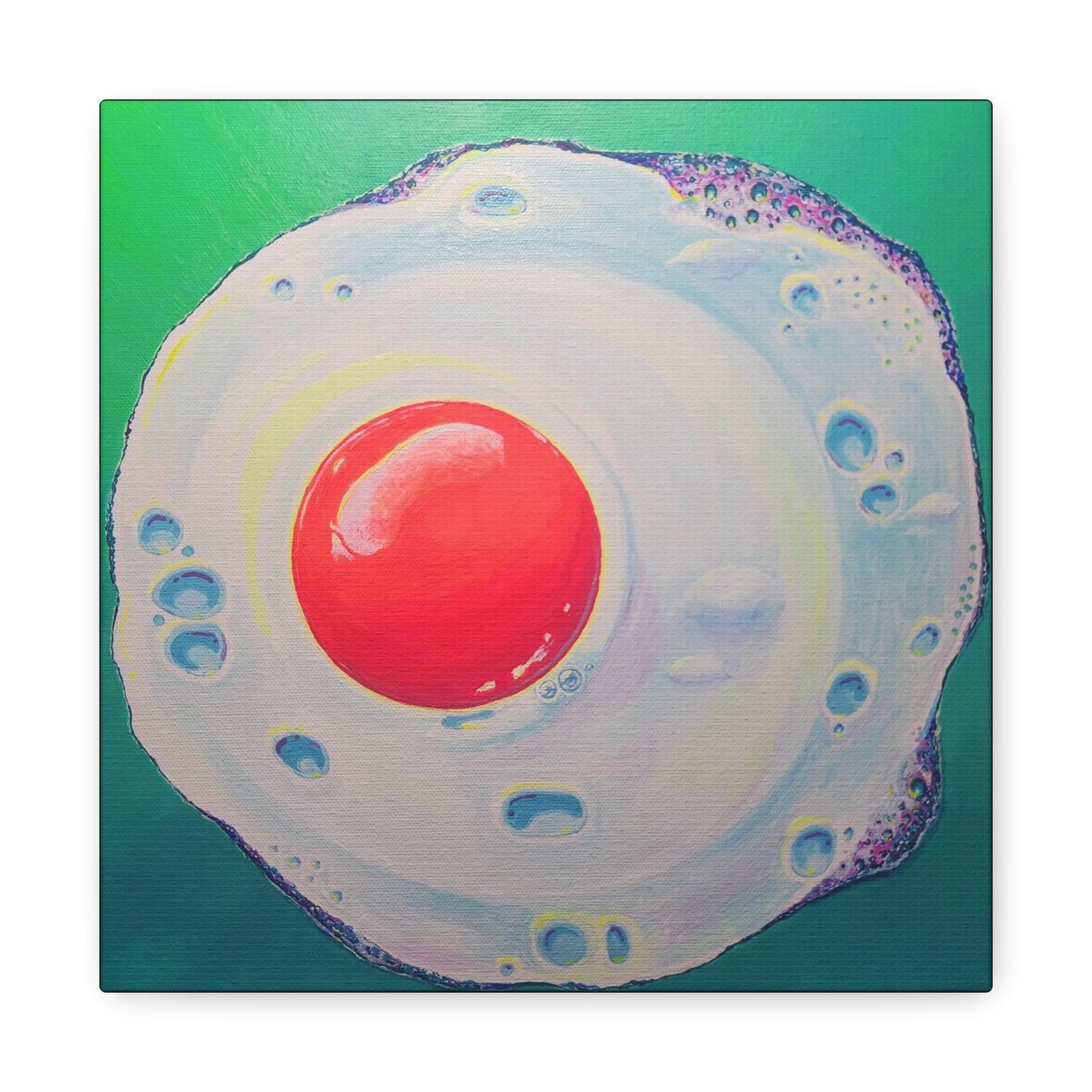 Neon Fried Egg Original Canvas Art Print, Wall Art Decor