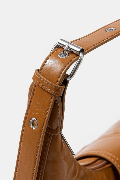 Fame Faux Leather Studded Trim Shoulder Bag Crossbody